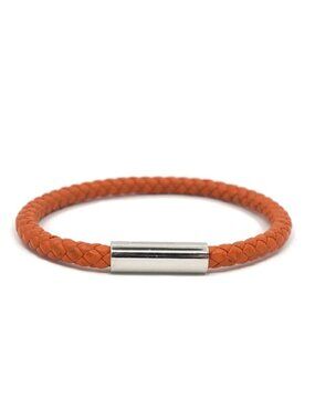 Hermes Goliath Bracelet Orange Leather Silver